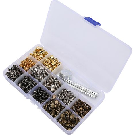 Ensemble de 363 Rivets en Laiton pour Travail du Cuir, DIY et Projets Créatifs avec Outils (1/5)