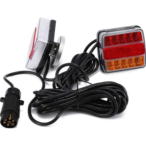2 Stück LED Rückleuchte mit Magneten, 12V Heckleuchte Rücklichter für PKW Anhänger Rückleuchten LED Anhängerbeleuchtung Set, 7m Kabel7-poliger Stecker, IP68 Wasserdicht (Mit Magnethalterung) (1/5)
