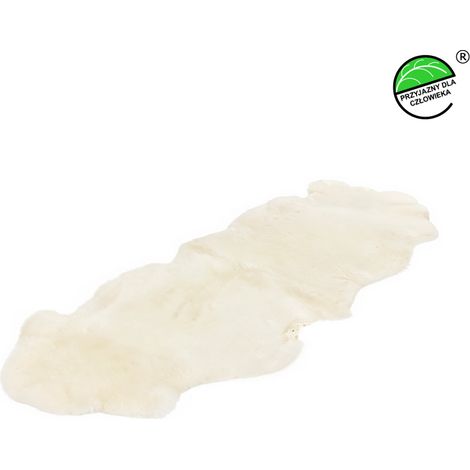 Tapis blanc naturel composé de 2 peaux de mouton tondues, 180 x 50 cm (1/5)