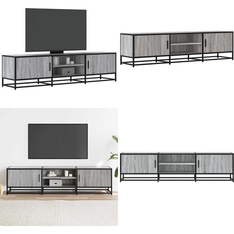 vidaXL TV-Schrank Grau Sonoma 160x35x41 cm Holzwerkstoff und Metall (1/5)