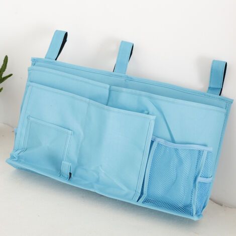 Support de rangement pour lit superposé Support de chevet suspendu pour étudiants du Collège Chariot de panier de lit multi-poches (bleu)