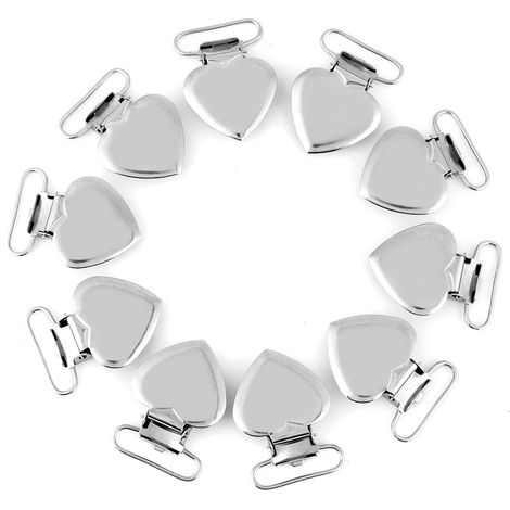 10 Stück herzförmige Schnullerclips aus Metall – ideal für DIY- und Bastelprojekte (1/5)