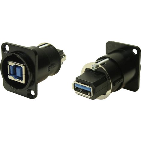 XLRFT USB 3.0 B-A femelle noir avec mise à la terre métallique Adaptateur/prolongateur encastrable CP30109 Cliff Conten