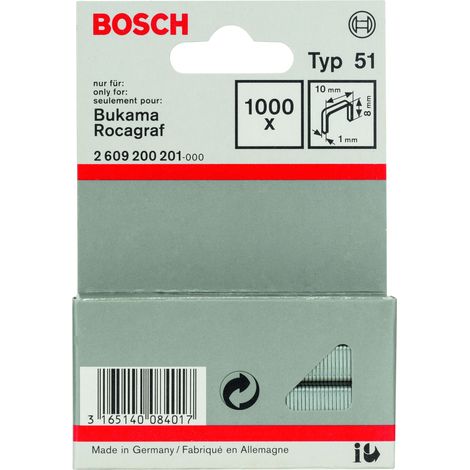 Grapa tipo 51: 100x 10x 8mm: 1.000uds  BOSCH 2609200201 (1/2)