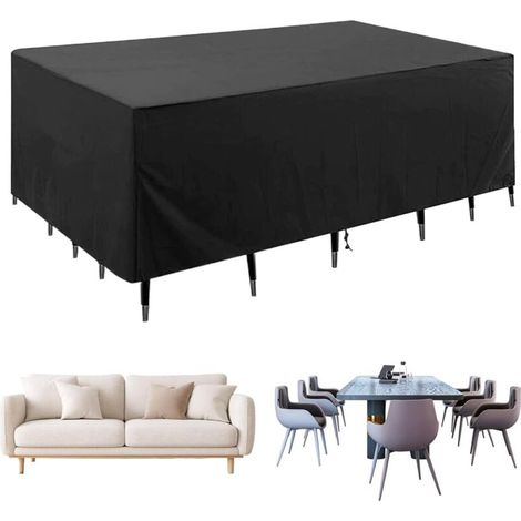 Gartenmöbelabdeckung, Lounge-Abdeckung mit Belüftung, Gartentischabdeckung aus 420D Oxford-Gewebe, wasserdichte Schutzplane für Stühle und Möbel, UV-beständig, 260 x 135 x 82 cm (1/4)