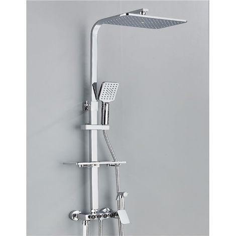 Ensemble de douche mitigeur thermostatique intelli Système de douche de salle de bain à affichage numérique, ensemble noir de robinet de douche thermostatique, robinet de douche à effet pluie moderne (1/5)