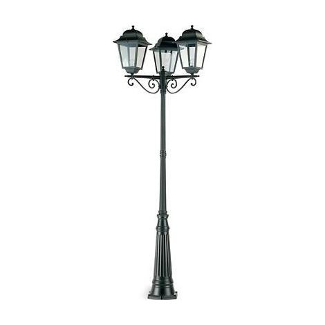 Laternenpfahl 3 Lichter aus schwarzem Aluminium-Druckguss-Glasdiffusoren h. 264 cm² (1/3)