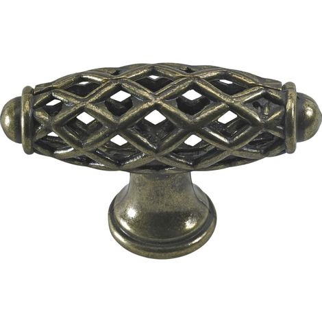 Hettich Möbelknopf Zinkdruckguss brüniert 58,0 x 20,0 mm - 1 Stück Möbelgriff