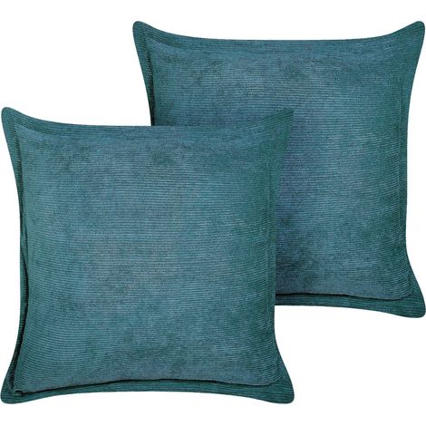Set di 2 cuscini decorativi in velluto a coste verde petrolio 43 x 43 cm Zinnia