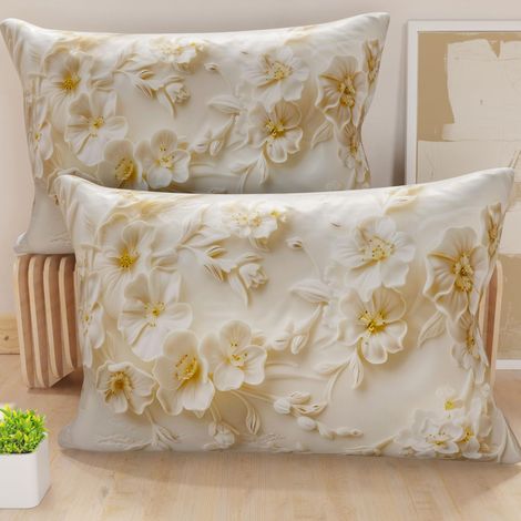 Paire de taies d'oreiller 30 x 50 cm en Microfibre, Coussins d'ameublement, canapé, Salon, 2 Housses de Coussin, taie d'oreiller Florale 06 10, fabriqué en Italie (1/5)