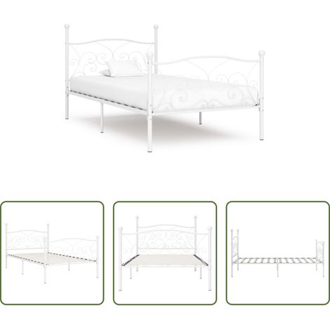 Lit à lattes - Cadre de lit sans matelas avec sommier à lattes métal 90x200 cm (1/5)