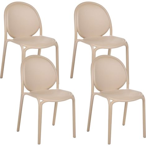 Set di 4 sedie da pranzo in plastica per interni ed esterni senza braccioli classiche beige Brugnello (1/5)