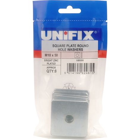Unifix Square Plate Round Hole Washers BZP M12 x 50 x 3.0