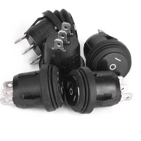 Interrupteur à bascule rond noir 3 positions ON/OFF/ON, 5 pièces, 3 broches, 10A/125V 6A/250V, pour panneau (1/5)