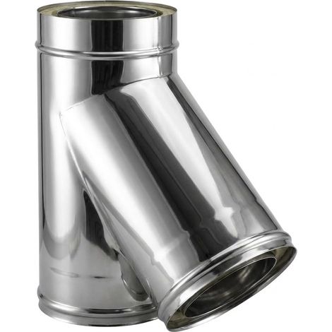 MAKA Braga a T 135 Gradi Canna Fumaria Doppia Parete Inox Ø 180-230 mm (1/5)