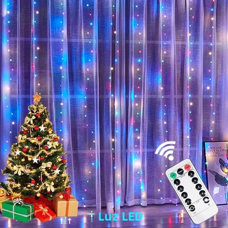 Rideau lumineux LED (4 x 3 m) avec prise USB et télécommande, 8 modes d'éclairage (1/5)