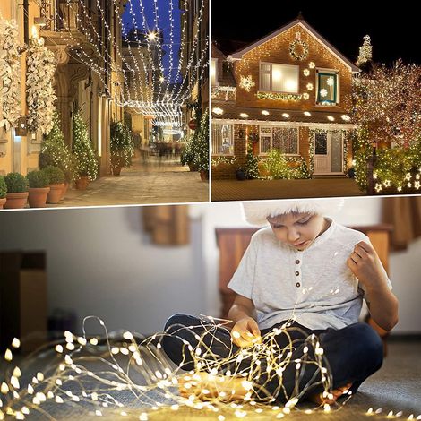 MINKUROW Solar-Lichterkette für den Außenbereich, 5 m, 50 LED-Solar-Lichterketten, 8 Modi, wasserdichtes Kupferdraht-Dekorationslicht, für Garten, Balkon, Terrasse, Hochzeit, Party (1/4)