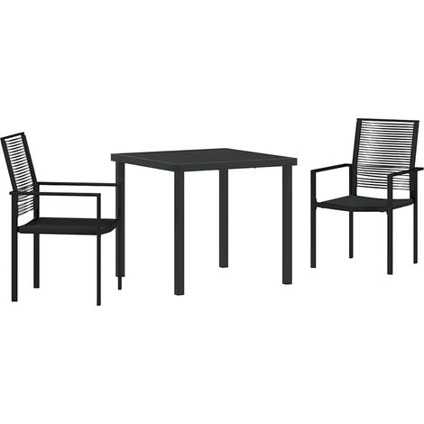 Ensemble de salle à manger pour jardin 3 pcs,Salon de jardin Noir Rattan PVC CFW58722 (1/5)