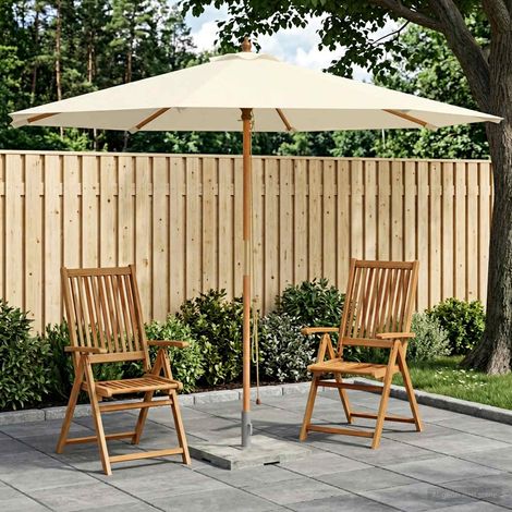 vidaXL Garden Parasol 脴 300 x 248 cm Solid Eucalyptus Wood Cream White (1/5)