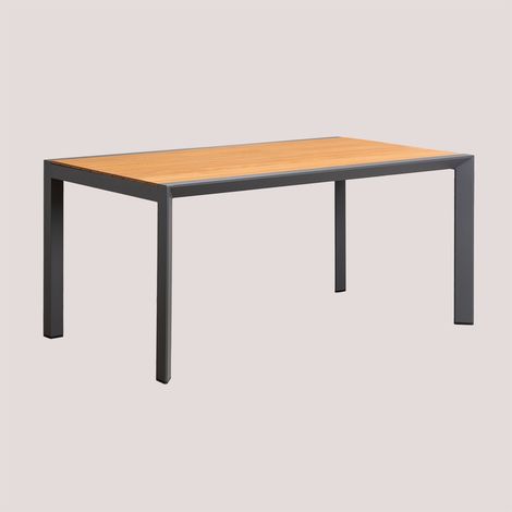 SKLUM Archer Classic Gartentisch aus Eukalyptusholz und Aluminium Grau Graphit 160x90 cm