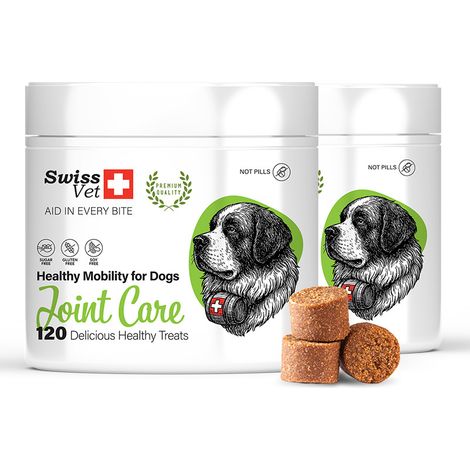 SwissVet Soin des articulations pour Chiens – Naturel en friandise Chien – Soutien des articulations, os et mobilité avec glucosamine, MSM, collagène, chondroïtine et vitamines C & E - 240 Pièces (1/5)