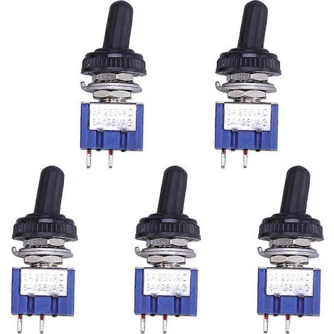 5 x Mini interrupteurs marche/arrêt + couvercle étanche 2P (bleu)-3.00X1.30X1.20CM-Blue (1/3)