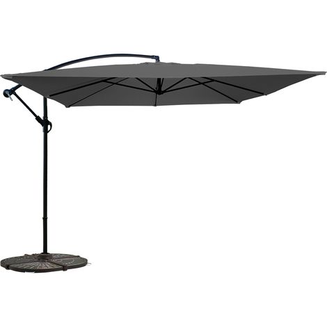 Parasol déporté 3x3m et 4 dalles à lestées gris (1/5)