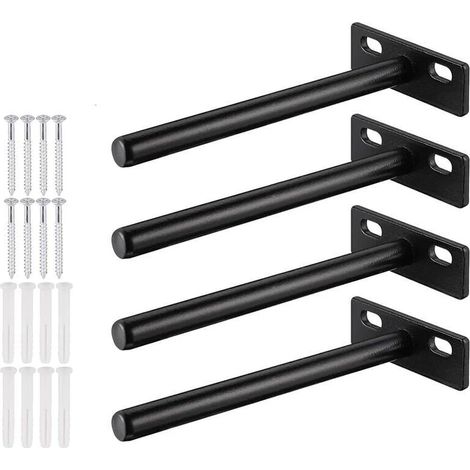 Soporte De Estante Flotante De 4 Piezas, Soporte De Estante Invisible De Metal, Soporte De Estante Oculto De Alta Resistencia, Soporte De Estante De Madera Invisible(124 Mm)-Estante De Pared (1/4)