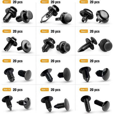DPZO 240 PCS clips de retenue de pare-chocs de voiture rivets en plastique attaches kit de retenue de poussée tailles les clips de garde-boue de panneau de garniture de porte -DPZO
