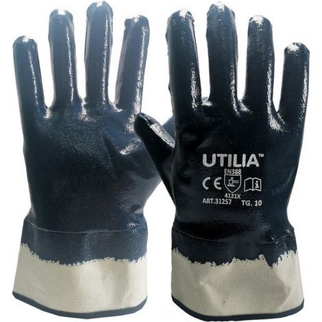 12PAIA GUANTI N.B.R. CON MANICOTTO Col. Blu tg.10