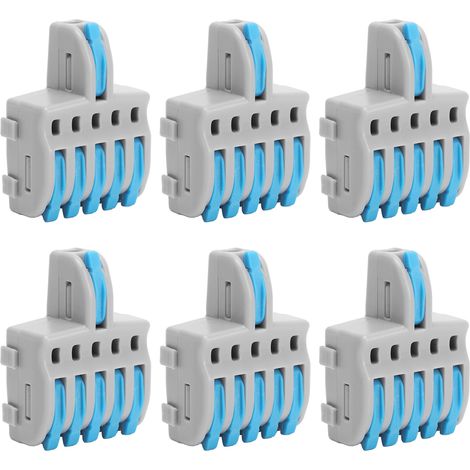 20 connecteurs rapides SPL, 1 entrée, 5 sorties, répartiteurs à poussoir, connexion de câbles en cuivre et en PC (bleu) (1/5)