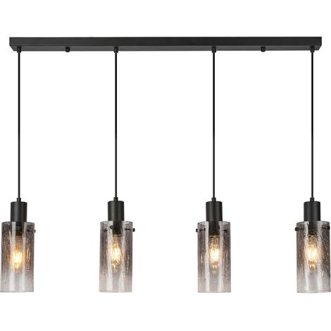 Lampadario Fumea vintage nero 4xE27 vetro fumé Rabalux (1/3)