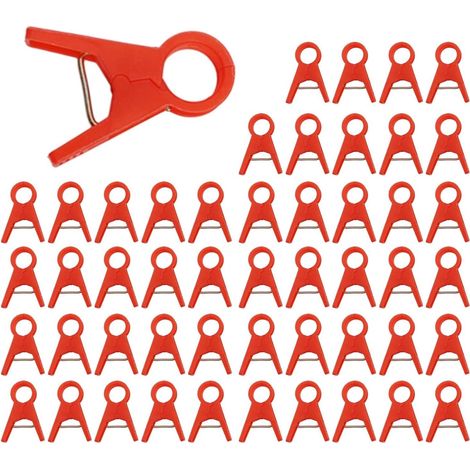 Lot de 50 clips de support réutilisables pour plantes grimpantes en plastique robuste avec diamètre intérieur de 18 mm pour tomates,red (1/4)