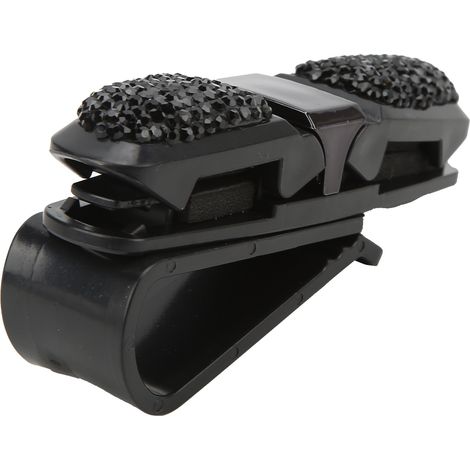 Porte-cartes pare-soleil auto noir, clip lunettes de soleil universel, strass cristal, support carte grise, accessoire voiture