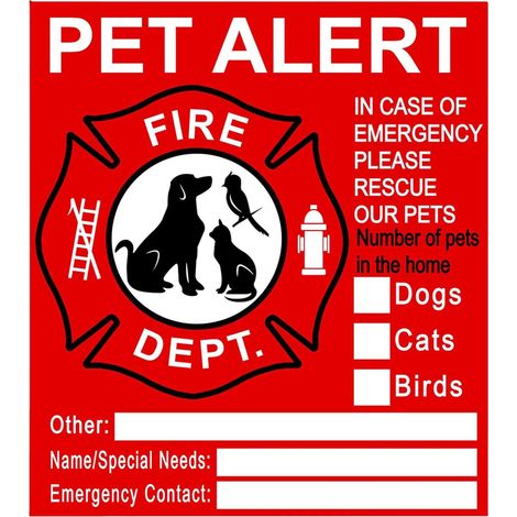 Autocollant en vinyle adhésif Pet Alert – Panneau de sécurité PET imperméable pour portes et murs Save Your Pets Encase of Or Danger in Home (1/5)