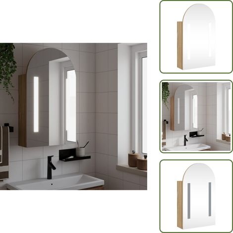 Armario con espejo - vidaXL Mueble de baño con espejo arqueado y luz LED roble 42x13x70 cm - Muebles para baño