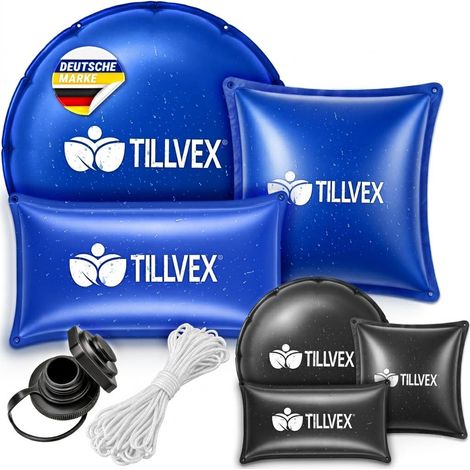 tillvex® Poolkissen Winter XXL 120x120cm mit 12m Seil & Reparaturkit Luftkissen zur Poolabdeckung frost- & chlorbeständig bis -20°C Winterkissen inkl. Schraubventil Kissen Überwinterung Pool (1/5)