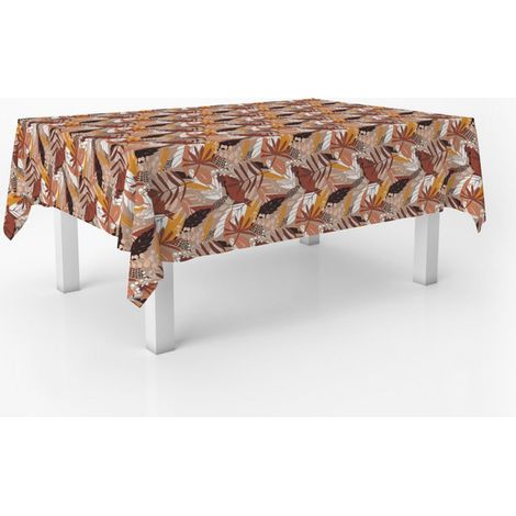 Nappe Toile cirée Anti-Taches Lavable carrée 140x140 Navia Brun (1/5)