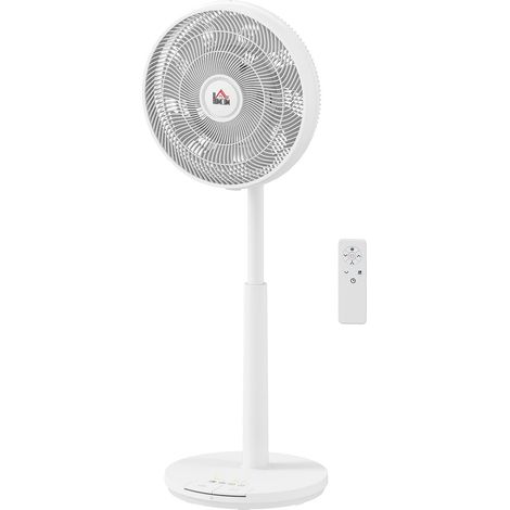 Ventilador de pie silencioso con control remoto, ventilador con 12 niveles de velocidad, temporizador, inclinación y oscilación ajustables, modos de suspensión, blanco a