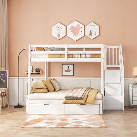 Cadre de lit coloris blanc en pine 255 x 186 x 150 cm (1/5)