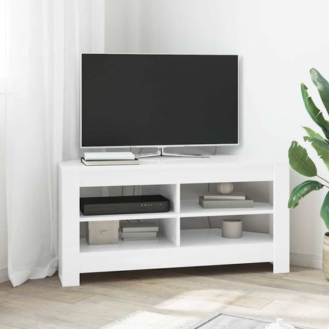 Meuble TV d'angle-Banc TV-Meuble Télé Blanc 102 x 40,5 x 45 cm Bois d'ingénierie (1/5)