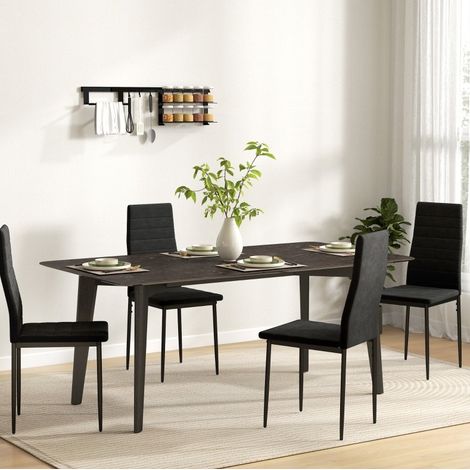Silla de comedor de metal negra, sin reposabrazos, respaldo alto ergonomico, 41 x 50 x 97 cm (1/5)