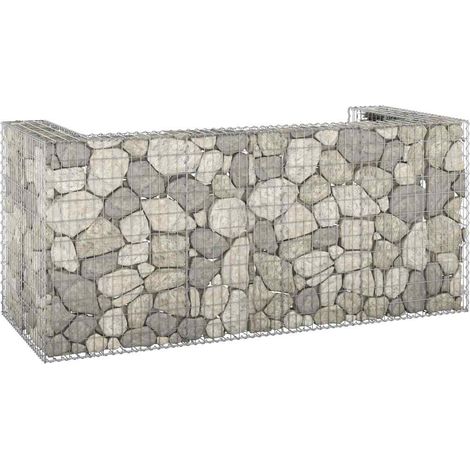 vidaXL Muro gaviones para contenedor basura galvanizado 254x100x110 cm (1/4)