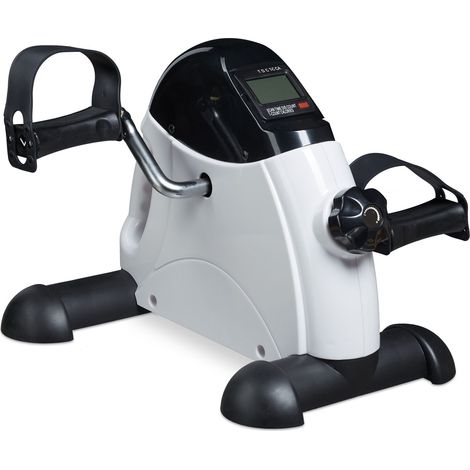 Relaxdays Mini Cyclette da Casa o Ufficio per Allenamento di Braccia e Gambe, per Anziani, HLP: 30X35X41 cm, Bianco/Nero