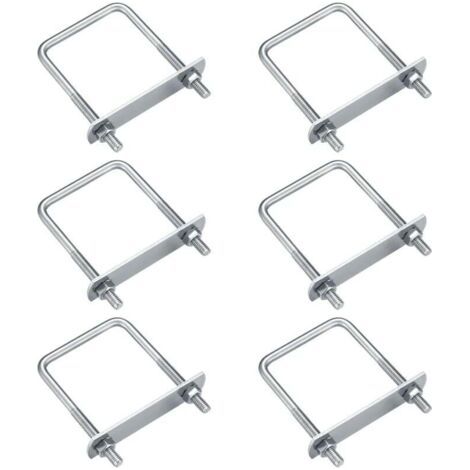 6 Pièces Boulons en U, M6 U-Bolts, Boulons de U en Acier Inoxydable avec Écrou Plaques Rondelle, Boulons de Serrage Fixation pour Fixation Tuyaus (Angle droit 80x50mm) (1/5)