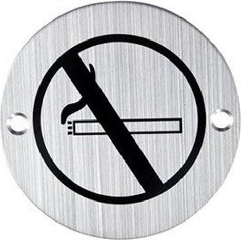 Cartel prohibido fumar 75Ø acero inoxidable señal interior exterior
