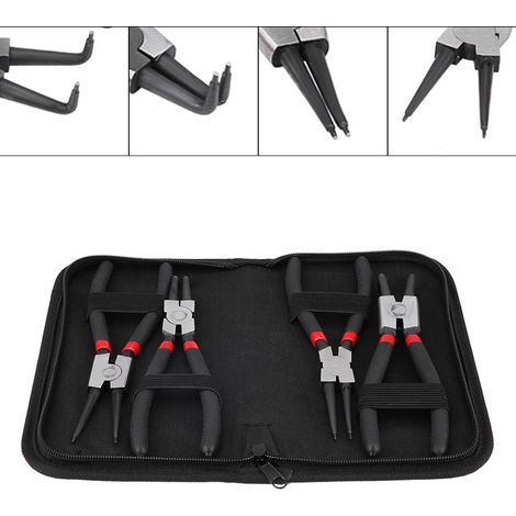Set of 4 Circlip Pliers - 18cm (7") Straight and Curved Internal and External Circlip Pliers with Durable Springs and Non-Slip Handles - With Storage Case (1/5)