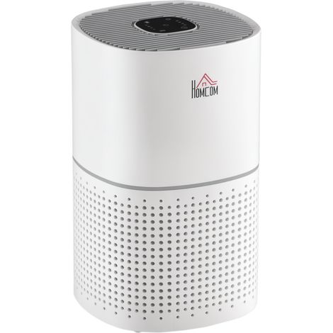 HOMCOM HEPA-Luftreiniger mit Ionisator, CADR 225 m³/h, Timer und 4 Geschwindigkeitsstufen, geräuschlos im Standby-Modus, Abmessungen 22 x 22 x 36 cm, weiß