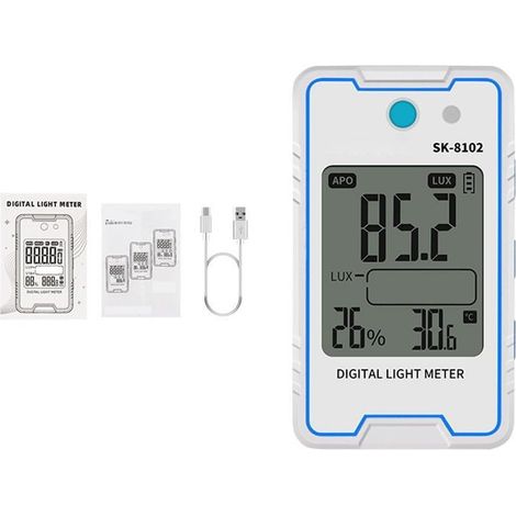 Digital lux meter with SK-8102 - Wide flicker testing range - Backlit - High precision - For studios, offices, classrooms