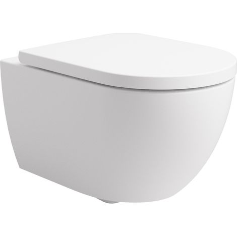 Soho Whirlflush Hänge Wand WC Spülrandlos Toilette Weiß Matt mit WC-Sitz (1/5)